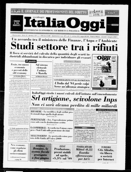 Italia oggi : quotidiano di economia finanza e politica